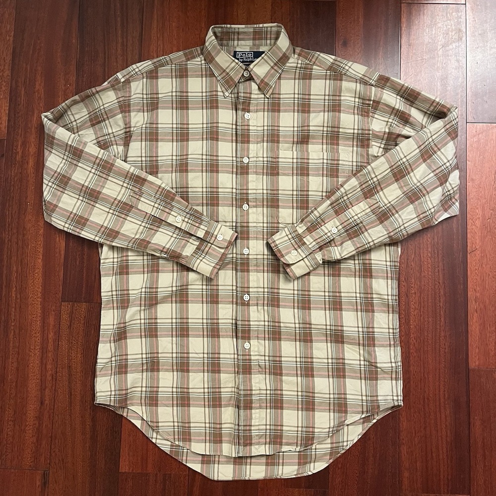 Vintage Polo Ralph Lauren Shirt Men Small Brown Lowell Sport Preppy Plaid Y2k